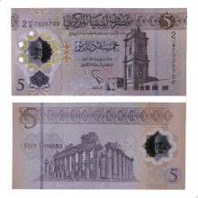 P#New 5 Dinars 2021 FE Líbia África Polímero 10 Anos da Revolução de 17 de Fevereiro