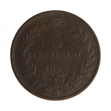 Km#3.3 5 Centésimos 1862 N (Nápoles) MBC Itália Europa Cobre 25(mm) 4.87(gr)