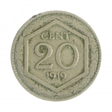 Km#58 20 Centésimos 1919 R (Roma) BC Itália Europa Cupro Níquel 21.3(mm) 3.9(gr)