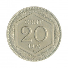 Km#58 20 Centésimos 1919 R (Roma) MBC+ Itália Europa Cupro Níquel 21.3(mm) 3.9(gr)