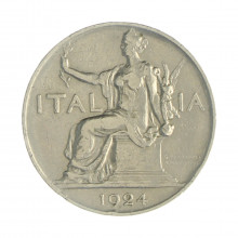 Km#62 1 Lira 1924 R (Roma) MBC Itália Europa Níquel 26.5(mm) 8(gr)