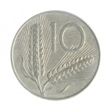 Km#93 10 Liras 1975 R MBC+ Itália Europa Alumínio 23.25(mm) 1.6(gr)