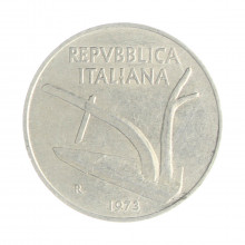 Km#93 10 Liras 1973 R MBC+ Itália Europa Alumínio 23.25(mm) 1.6(gr)