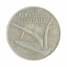 Km#93 10 Liras 1956 R MBC Itália Europa Alumínio 23.25(mm) 1.6(gr)
