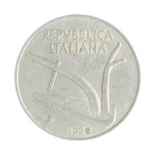 Km#93 10 Liras 1956 R MBC+ Itália Europa Alumínio 23.25(mm) 1.6(gr)
