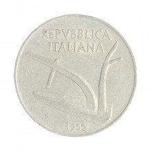 Km#93 10 Liras 1955 R MBC Itália Europa Alumínio 23.25(mm) 1.6(gr)