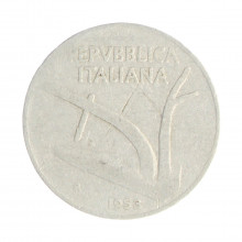 Km#93 10 Liras 1953 R BC/MBC Itália Europa Alumínio 23.25(mm) 1.6(gr)