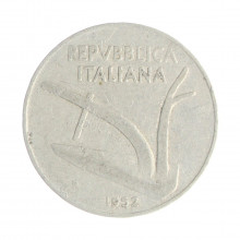 Km#93 10 Liras 1952 R MBC Itália Europa Alumínio 23.25(mm) 1.6(gr)