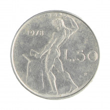 Km#95.1 50 Liras 1978 R MBC Itália Europa ** Aço Iox 24.8(mm) 6.25(gr)