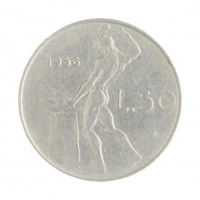 Km#95.1 50 Liras 1956 R MBC  Itália Europa Aço Iox 24.8(mm) 6.25(gr)