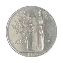 Km#96.1 100 Liras 1976 R MBC Itália Europa Aço Iox 27.8(mm) 8(gr)
