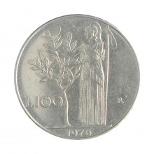 Km#96.1 100 Liras 1976 R MBC+ Itália Europa Aço Iox 27.8(mm) 8(gr)