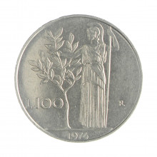 Km#96.1 100 Liras 1974 R MBC + Itália Europa Aço Iox 27.8(mm) 8(gr)