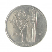 Km#96.1 100 Liras 1974 R MBC + Itália Europa Aço Iox 27.8(mm) 8(gr)