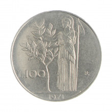 Km#96.1 100 Liras 1971 R MBC  Itália Europa Aço Iox 27.8(mm) 8(gr)