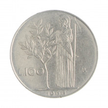 Km#96.1 100 Liras 1968 R MBC  Itália Europa Aço Inox 27.8(mm) 8(gr)