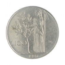 Km#96.1 100 Liras 1967 R MBC  Itália Europa Aço Inox 27.8(mm) 8(gr)