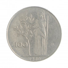 Km#96.1 100 Liras 1960 R MBC  Itália Europa Aço Inox 27.8(mm) 8(gr)