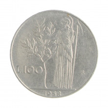 Km#96.1 100 Liras 1958 R MBC  Itália Europa Aço Inox 27.8(mm) 8(gr)