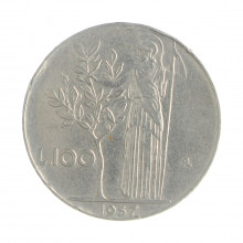 Km#96.1 100 Liras 1957 R MBC  Itália Europa Aço Inox 27.8(mm) 8(gr)