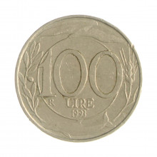 Km#159 100 Liras 1993 R MBC Itália Europa Cupro-Níquel 22(mm) 4.5(gr)