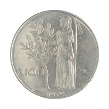 Km#96.1 100 Liras 1979 R MBC Itália Europa Aço Inox 27.8(mm) 8(gr)