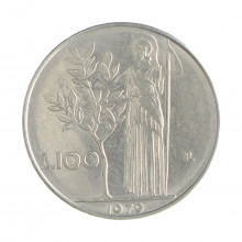 Km#96.1 100 Liras 1979 R MBC+ Itália Europa Aço Inox 27.8(mm) 8(gr)