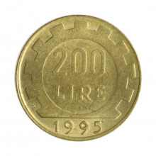 Km#105 200 Liras 1995 R MBC+ Itália Europa Bronze Alumínio 24(mm) 5(gr)