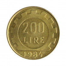 Km#105 200 Liras 1984 R MBC+ Itália Europa Bronze Alumínio 24(mm) 5(gr)