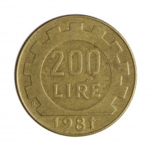 Km#105 200 Liras 1980 R MBC Itália Europa Bronze Alumínio 24(mm) 5(gr)