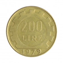 Km#105 200 Liras 1979 R MBC Itália Europa Bronze Alumínio 24(mm) 5(gr)