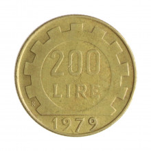 Km#105 200 Liras 1979 R MBC Itália Europa Bronze Alumínio 24(mm) 5(gr)
