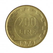 Km#105 200 Liras 1979 R MBC+ Itália Europa Bronze Alumínio 24(mm) 5(gr)