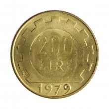 Km#105 200 Liras 1979 R SOB Itália Europa Bronze Alumínio 24(mm) 5(gr)