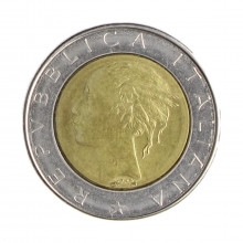 Km#111 500 Liras 1984 R MBC+ Itália Europa Bimetálico: Núcleo de bronze alumínio e de aço inoxidável 29.3(mm) 11(gr)