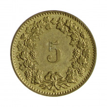 Km#26c 5 Rappens 1992 B MBC+ Suíça Europa Bronze-Alumínio 17.15(mm) 1.8(gr)