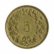Km#26c 5 Rappens 1986 B SOB Suíça Europa Bronze-Alumínio 17.15(mm) 1.8(gr)