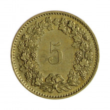 Km#26c 5 Rappens 1984 MBC Suíça Europa Bronze-Alumínio 17.15(mm) 1.8(gr)