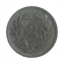 Km#4.2b 2 Rappens 1944 B MBC+ Suíça Europa Zinco 20(mm) 2.5(gr)