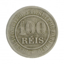 V-030 100 Réis 1888 BC/MBC Carimbo Particular