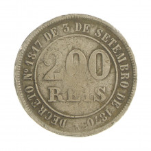 V-022 200 Réis 1880 BC/MBC Carimbo Particular