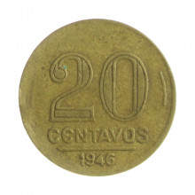 V-188 20 Centavos 1946 MBC Cunho Entupido 