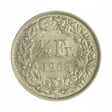 Km#23 ½ Franc 1963 B MBC+ Suíça Europa Prata 0.835 18.2(mm) 2.5(gr)