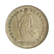 Km#23 ½ Franc 1948 B MBC/SOB Suíça Europa Prata 0.835 18.2(mm) 2.5(gr)