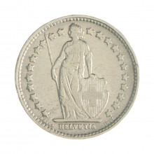 Km#23 ½ Franc 1920 B MBC Suíça Europa Prata 0.835 18.2(mm) 2.5(gr)