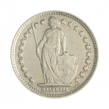 Km#23 ½ Franc 1920 B MBC+ Suíça Europa Prata 0.835 18.2(mm) 2.5(gr)