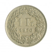 Km#24a.1 1 Franc 1970 MBC+ Suíça Europa Cupro-Níquel 23(mm) 4.4(gr)