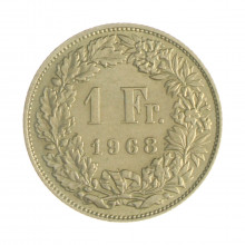 Km#24a.1 1 Franc 1968 MBC Suíça Europa Cupro-Níquel 23(mm) 4.4(gr)
