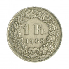 Km#24a.1 1 Franc 1968 B MBC+ Suíça Europa Cupro-Níquel 23(mm) 4.4(gr)