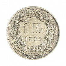 Km#24 1 Franc 1965 B MBC Suíça Europa Prata 0.835 23(mm) 4.38(gr)